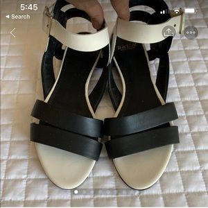 Bally black and white leather sandals